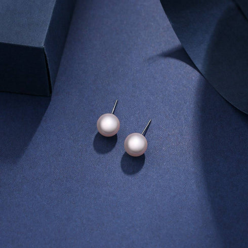 5.5-8.5mm White Akoya Round Pearl Stud Earrings - May-Lynn